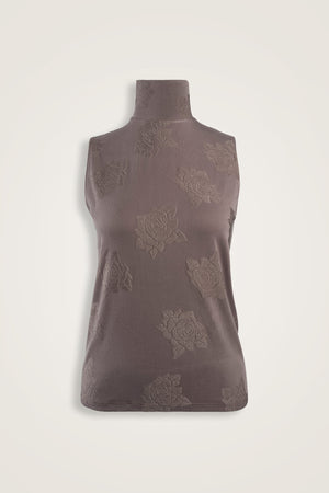 Rose Jacquard Ash Gray Supreme Sleeveless Blouse