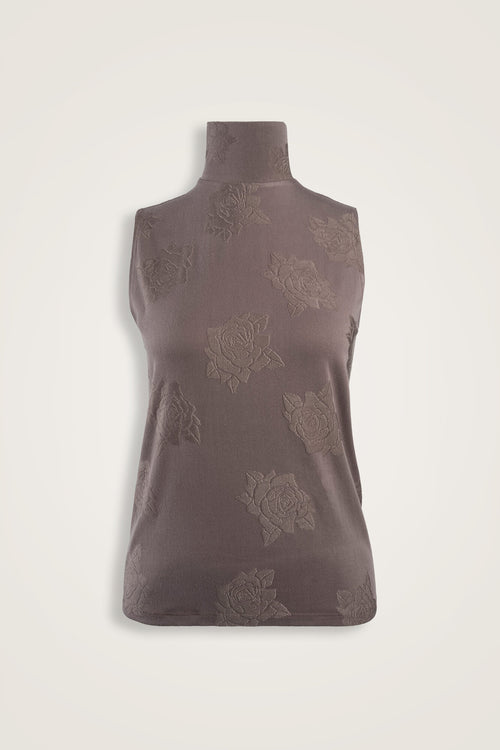 Rose Jacquard Ash Gray Supreme Sleeveless Blouse