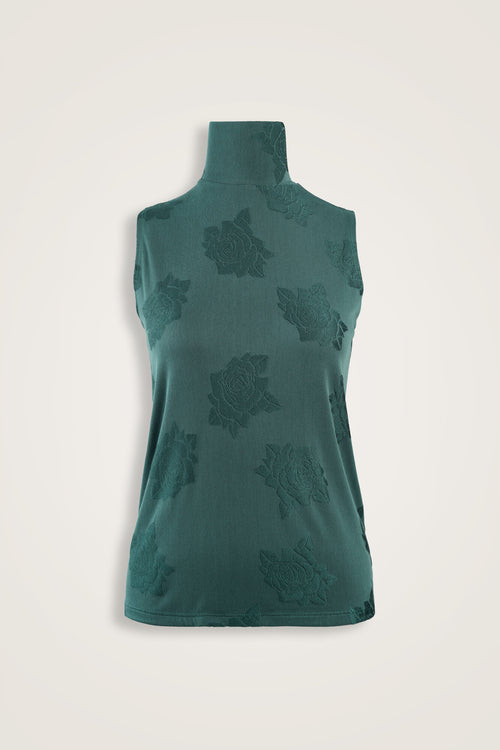 Rose Jacquard Navy Supreme Sleeveless Blouse