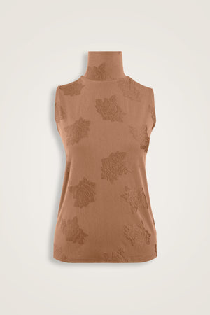 Rose Jacquard Tan Supreme Sleeveless Blouse