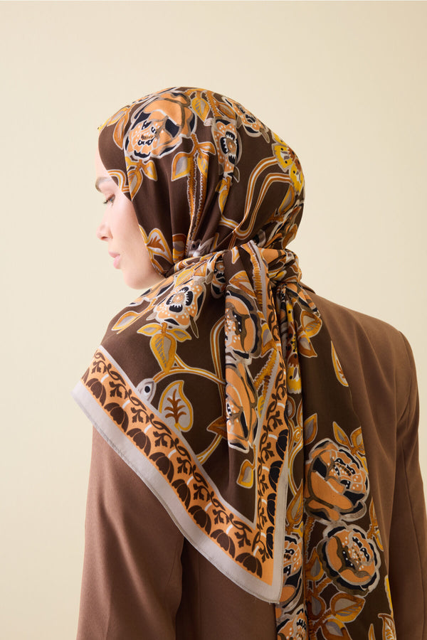 Rose Ivy Brown Floss Viscose Shawl