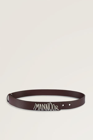 Brown Leather Belt with Silver Accessories