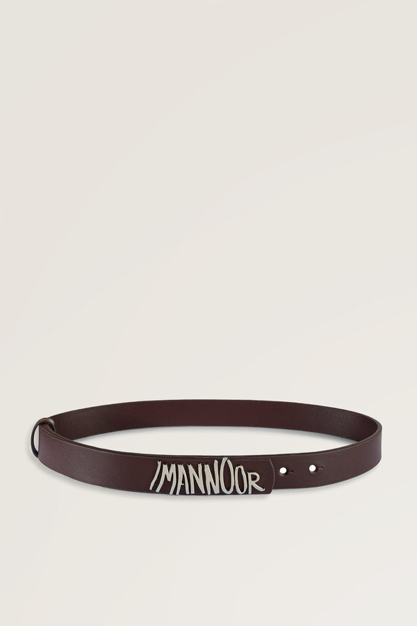 Brown Leather Belt with Silver Accessories