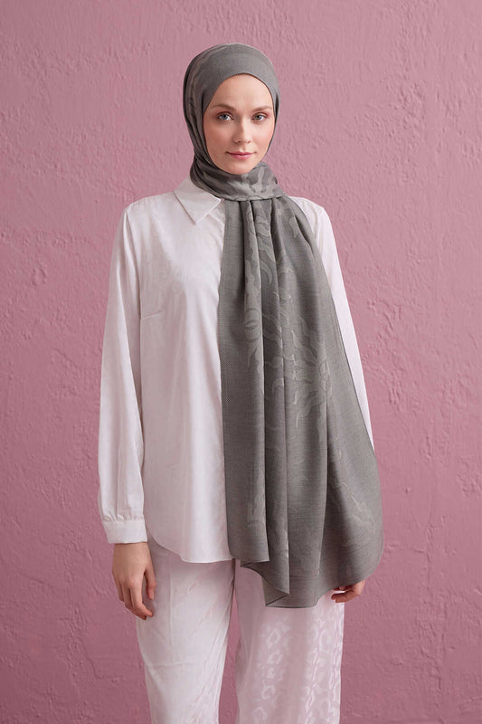 Güneş Doğarken Açık Gri Ferah Tencel Şal 70x200
