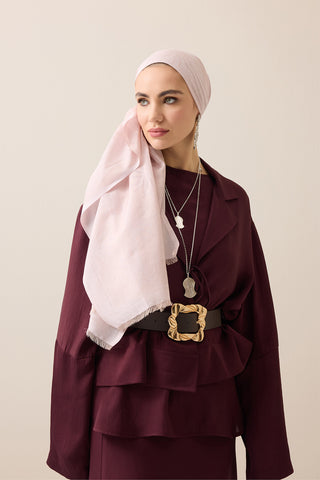 Güneş Doğarken Açık Pembe Pamuk İpek Şal 80x200