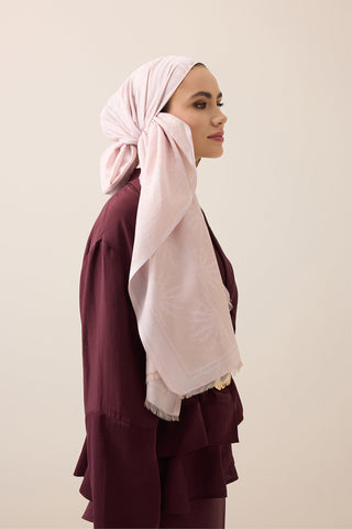 Güneş Doğarken Açık Pembe Pamuk İpek Şal 80x200