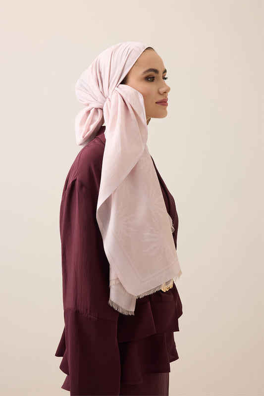Güneş Doğarken Açık Pembe Pamuk İpek Şal 80x200