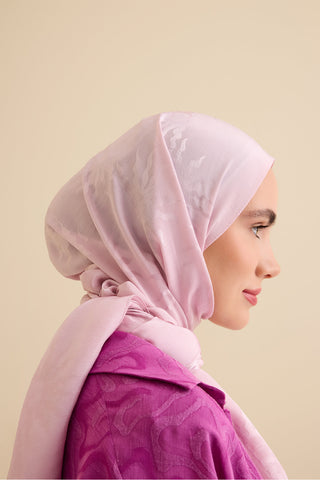 Güneş Doğarken Açık Pembe Shiny Jakar Şal 70x200