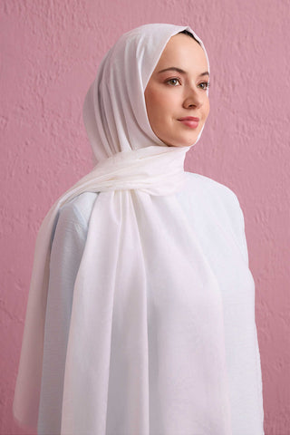 Güneş Doğarken Beyaz Pamuk İpek Şal 80x200