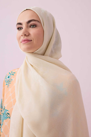 Güneş Doğarken Ekru Ferah Tencel Şal 70x200