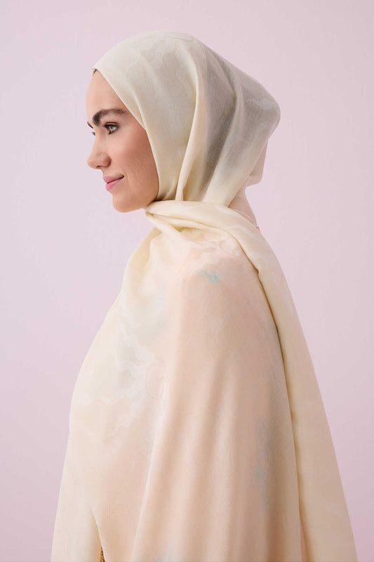 Güneş Doğarken Ekru Ferah Tencel Şal 70x200