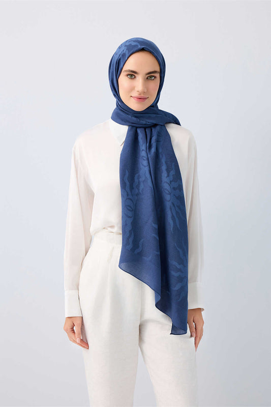 Güneş Doğarken Lacivert Ferah Tencel Şal 70x200