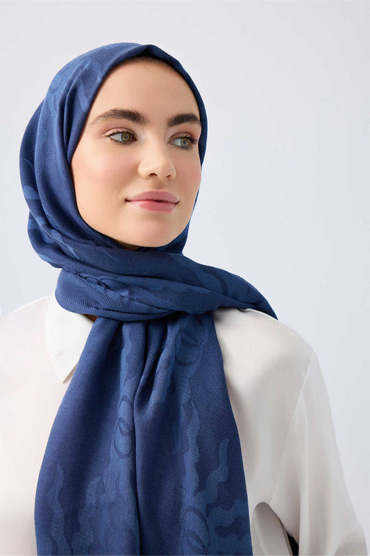 Güneş Doğarken Lacivert Ferah Tencel Şal 70x200