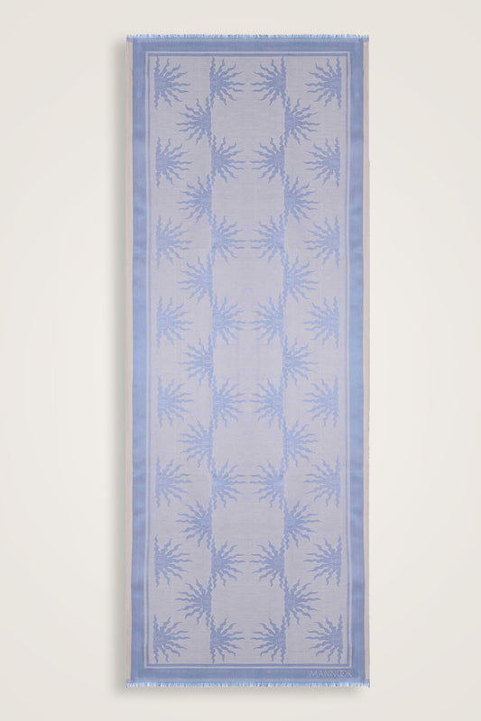 Güneş Doğarken Mavi Pamuk İpek Şal 80x200