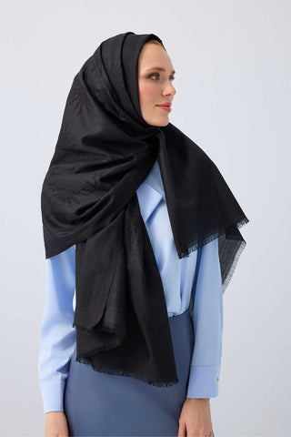 Güneş Doğarken Siyah Pamuk İpek Şal 80x200