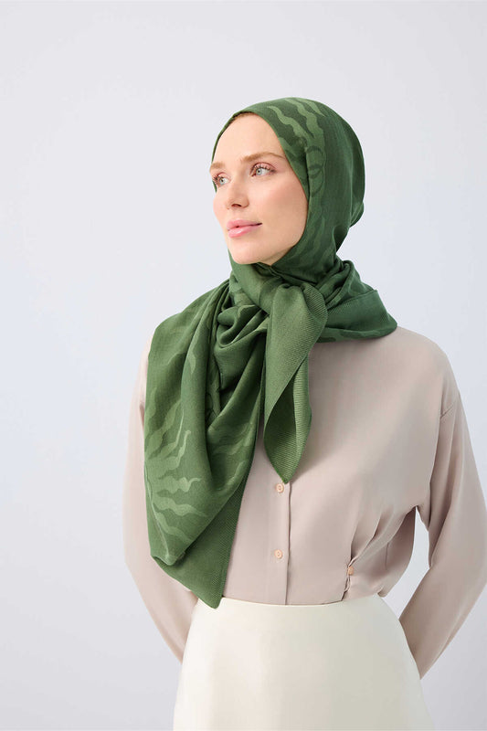 Güneş Doğarken Yeşil Ferah Tencel Şal 70x200