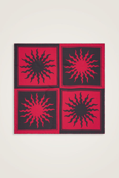 Sun Square Silk Scarf Fuchsia