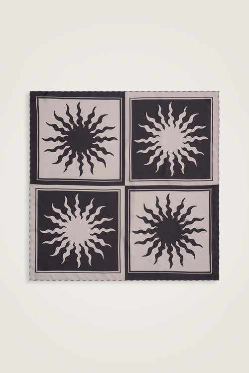 Sun Square Silk Scarf Grey