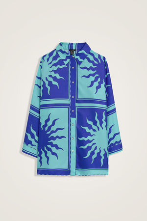 Sun Square Silk Shirt Blue