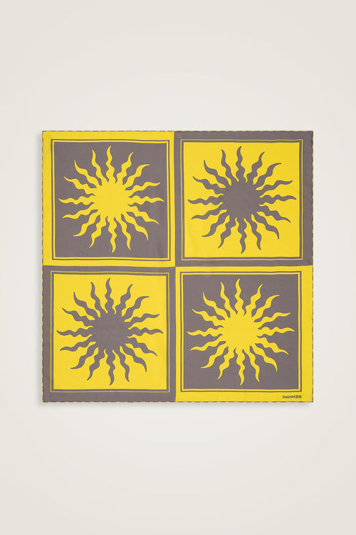 Sun Square Silk Scarf Yellow