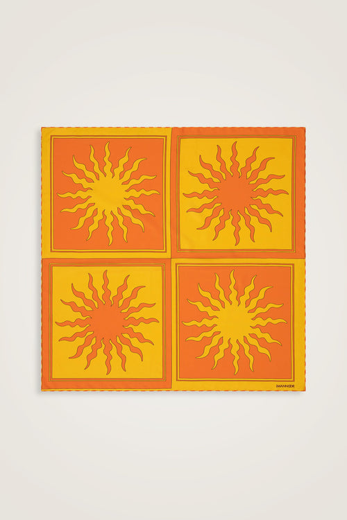 Sun Square Silk Scarf Orange