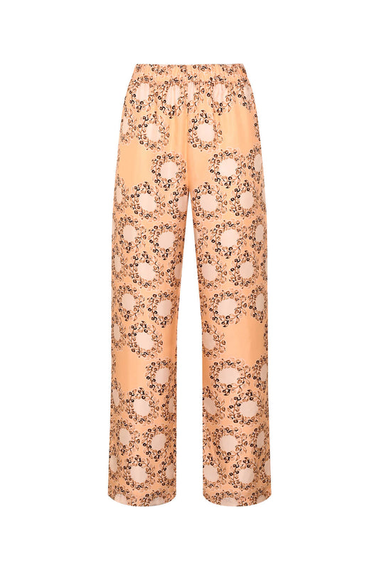 Halkalar Krem İpek Pijama Pantolon