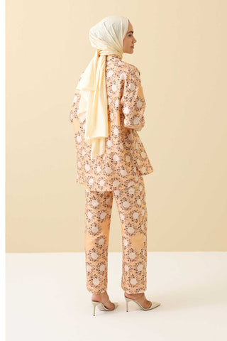 Halkalar Krem Krep İpek Pijama Gömlek