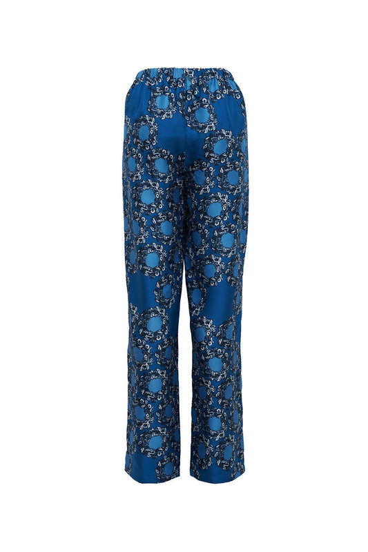Halkalar Lacivert İpek Pijama Pantolon