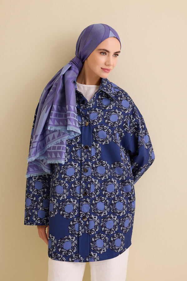 Rings Navy Blue Cotton Jacket