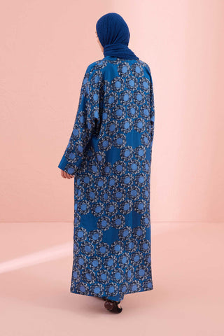 Halkalar Lacivert Tivil İpek Kimono