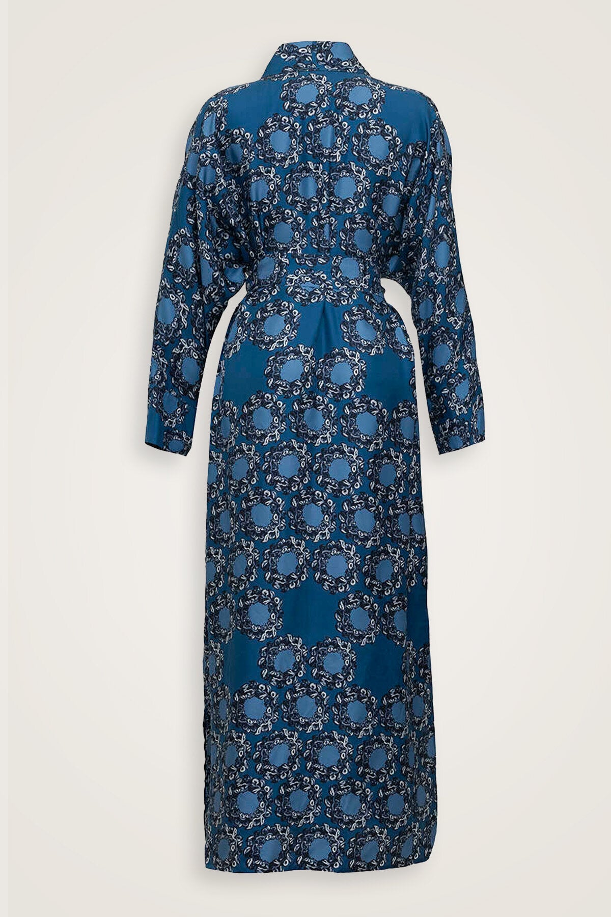Halkalar Lacivert Tivil İpek Kimono