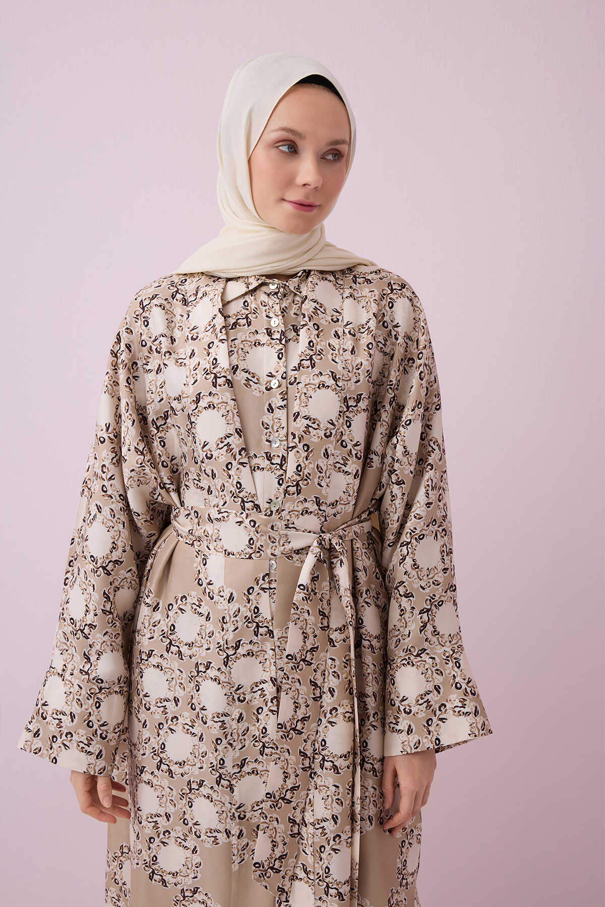 Halkalar Taş Tivil İpek Kimono