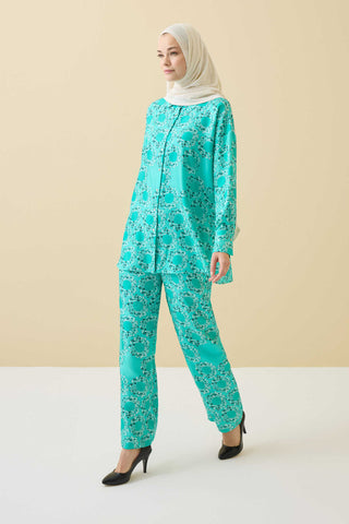 Halkalar Turkuaz İpek Pijama Pantolon