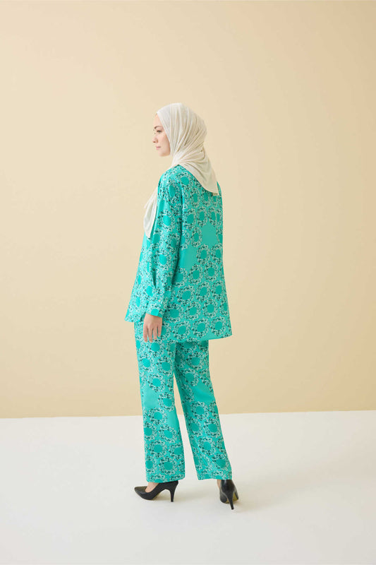 Halkalar Turkuaz İpek Pijama Pantolon