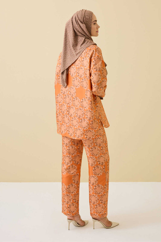 Halkalar Turuncu İpek Pijama Pantolon