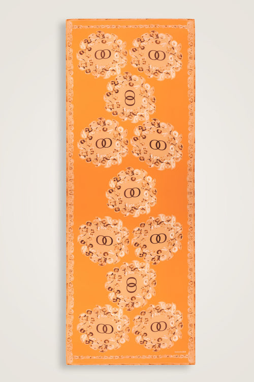 Rings Orange Crepe Silk Shawl