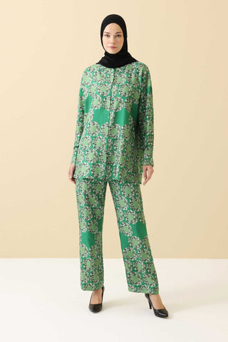 Halkalar Yeşil İpek Pijama Pantolon