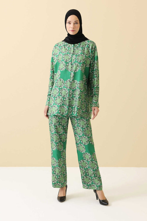 Rings Green Silk Pajama Pants