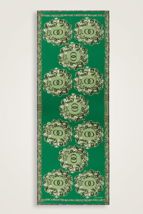 Rings Green Crepe Silk Shawl 80x210