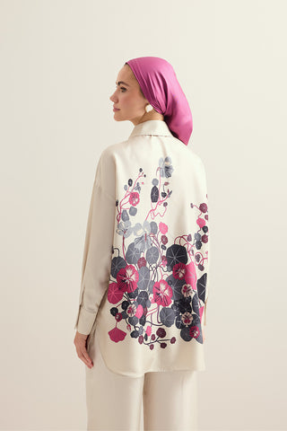 Havuz Çiçeği Taş Tivil İpek Gömlek