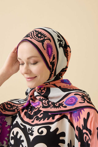 Hayat Pembe Krep İpek Kaftan Şal 70x210