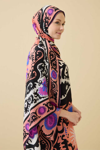 Hayat Pembe Krep İpek Kaftan Şal 70x210
