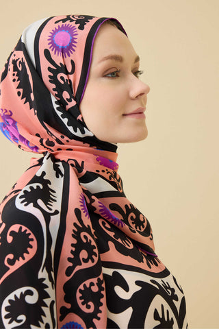 Hayat Pembe Krep İpek Kaftan Şal 70x210