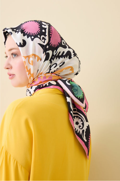 Hayat Pink-Salmon Double-Sided Twill Silk Scarf