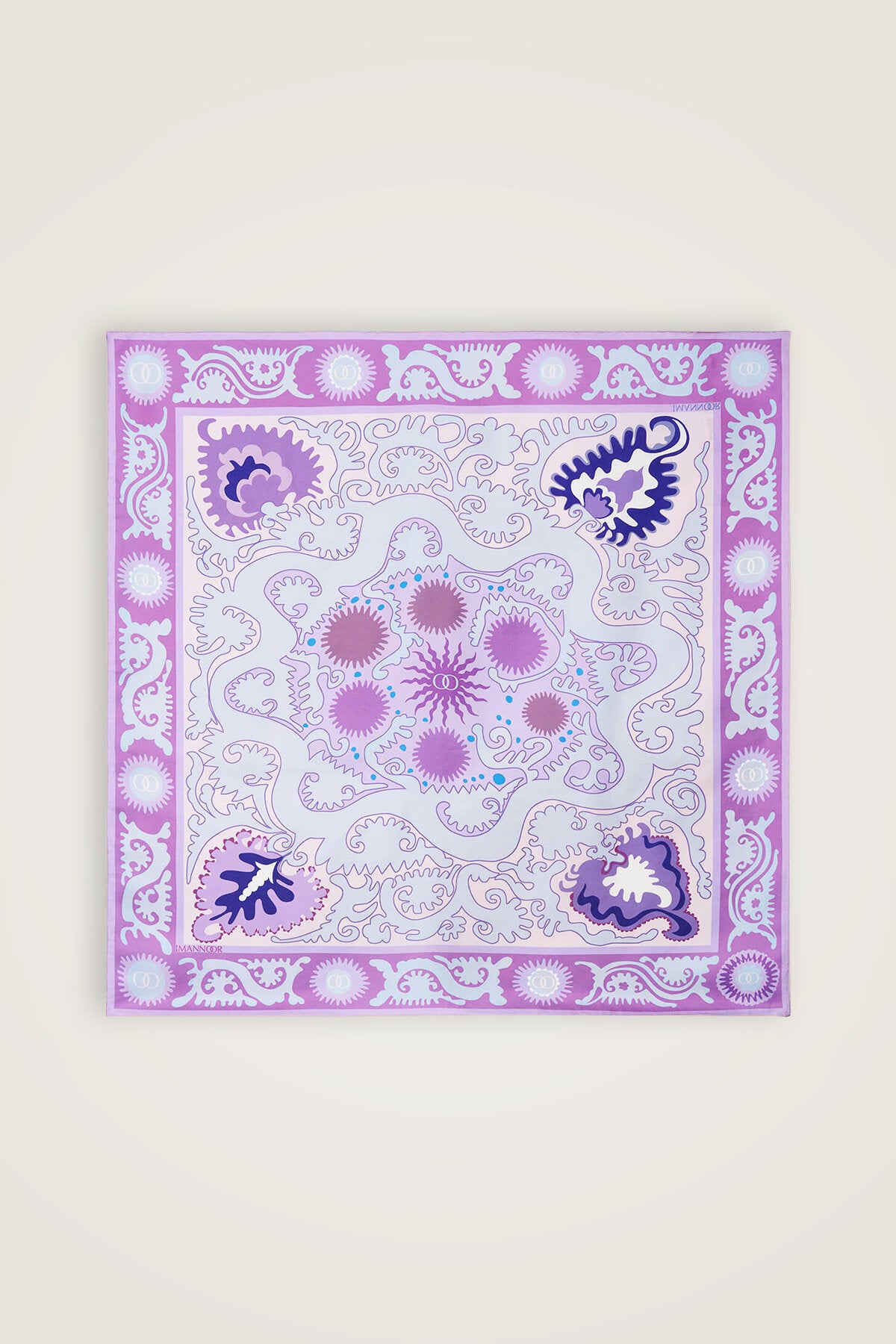 Hayat Pembe-Turkuaz Çift Taraflı Tivil İpek Eşarp 90x90