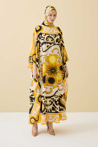 Hayat Sarı İpek Kaftan