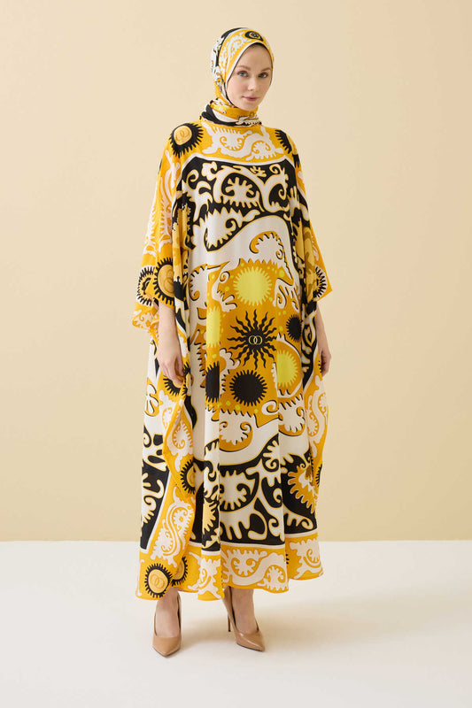Hayat Sarı İpek Kaftan
