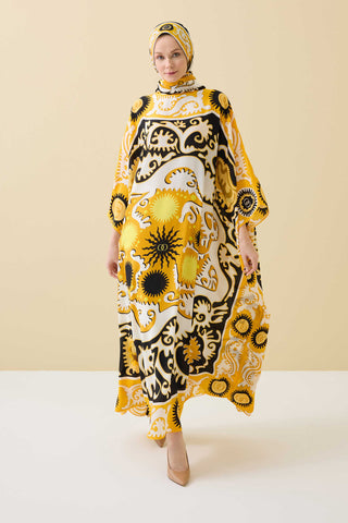 Hayat Sarı İpek Kaftan