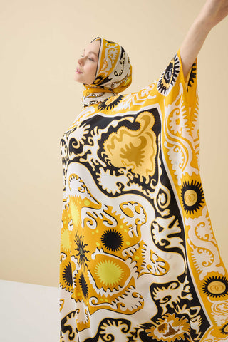 Hayat Sarı İpek Kaftan