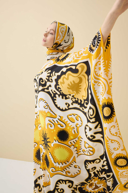 Hayat Sarı İpek Kaftan